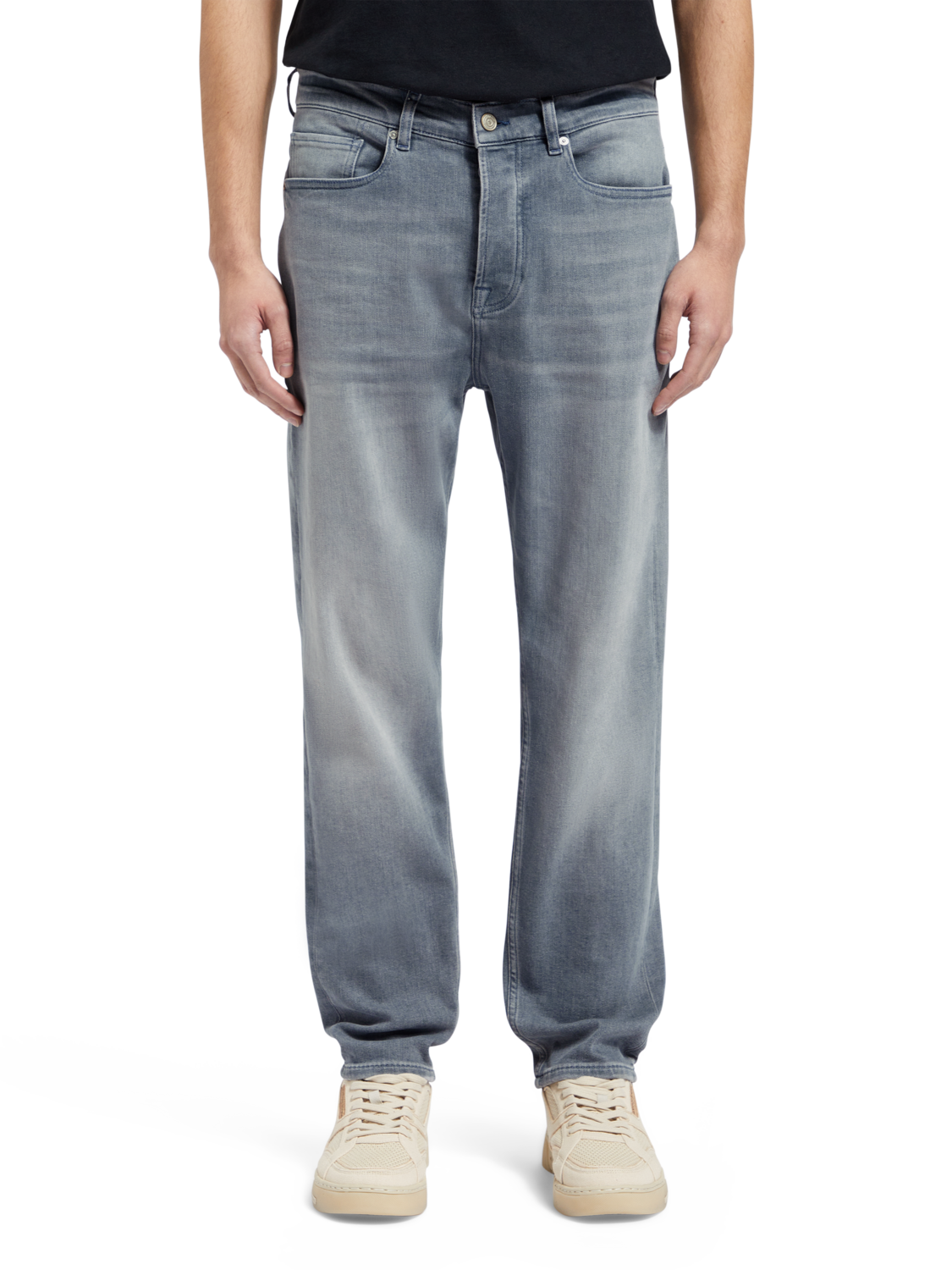 THE DROP REGULAR TAPER JEANS ON BOARD