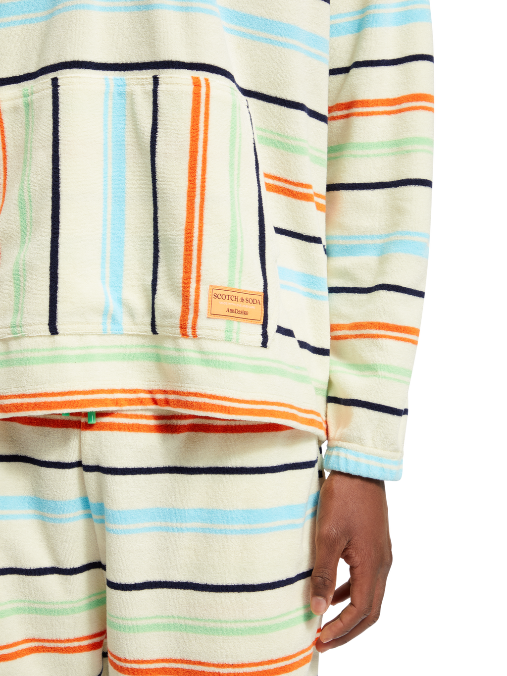 TOWELLING STRIPED HOODIE