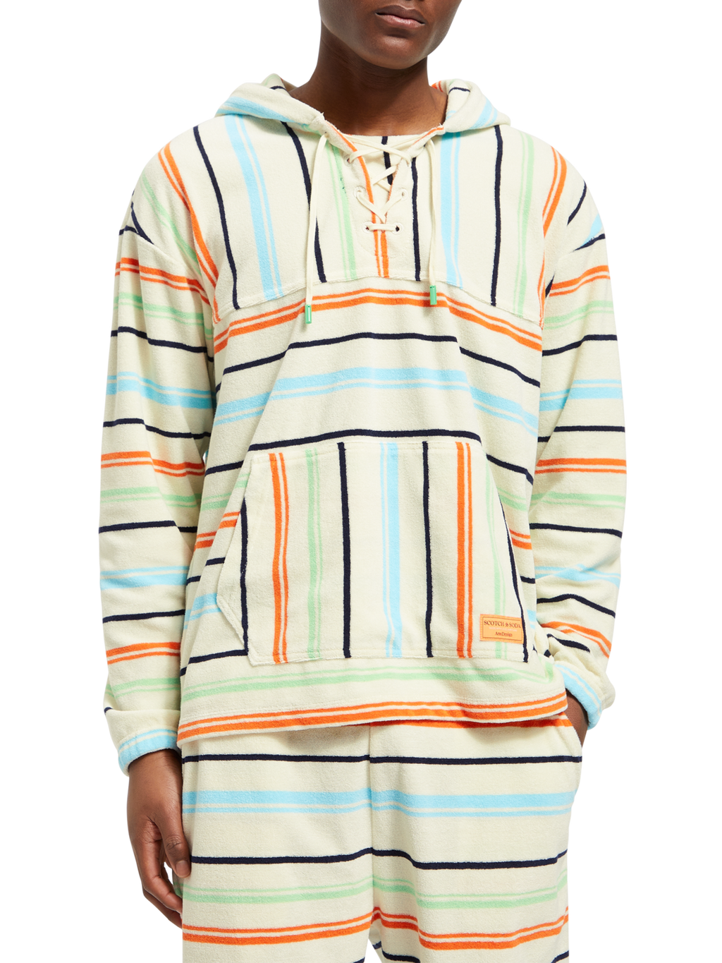 TOWELLING STRIPED HOODIE