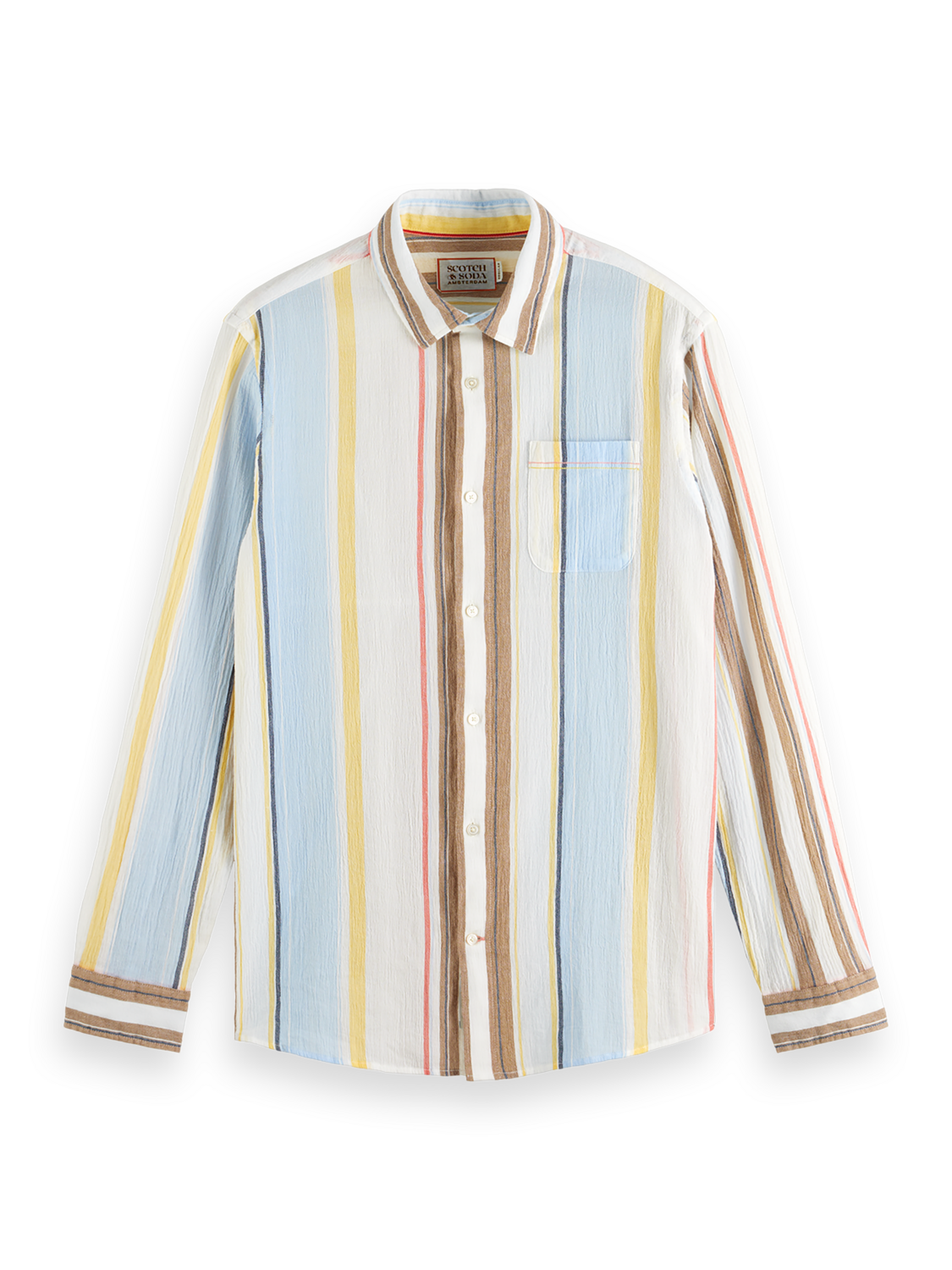 CRINKLED VOILE STRIPE SHIRT