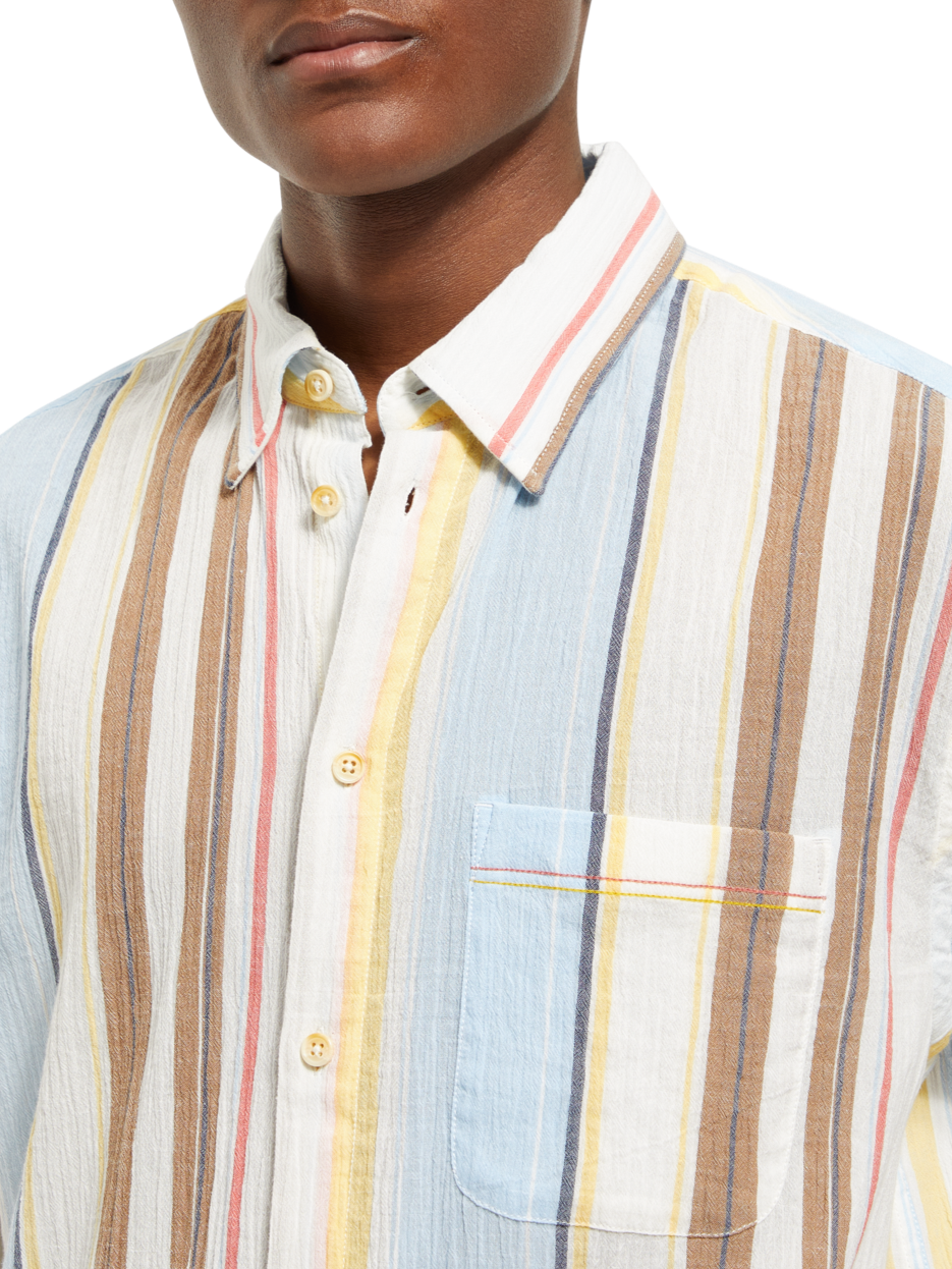 CRINKLED VOILE STRIPE SHIRT