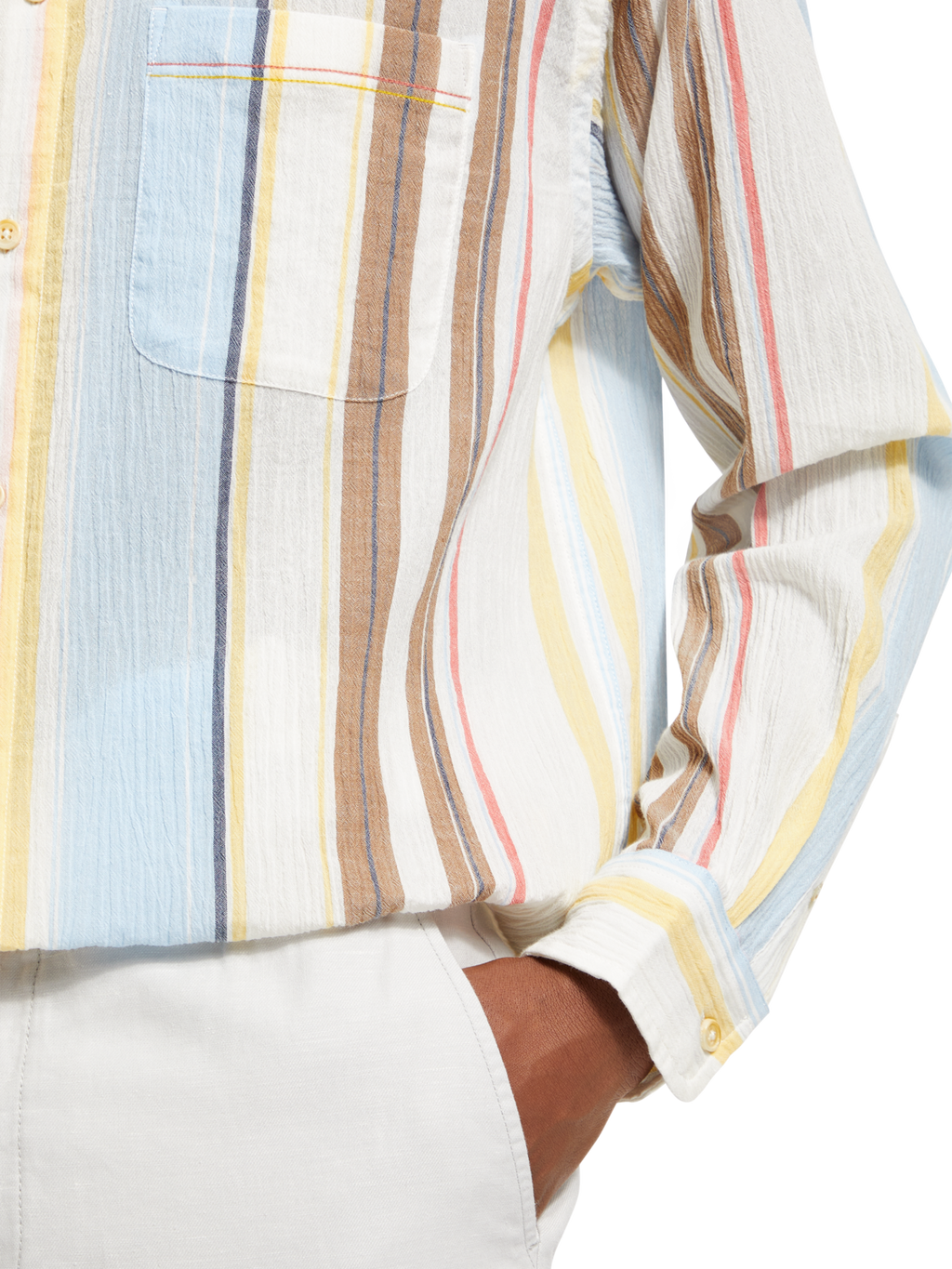 CRINKLED VOILE STRIPE SHIRT
