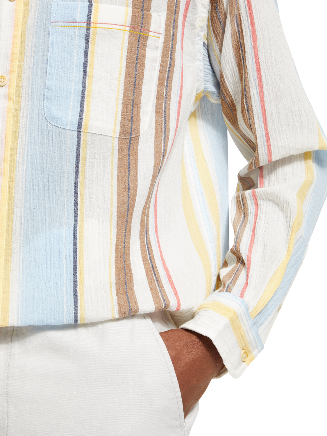 CRINKLED VOILE STRIPE SHIRT