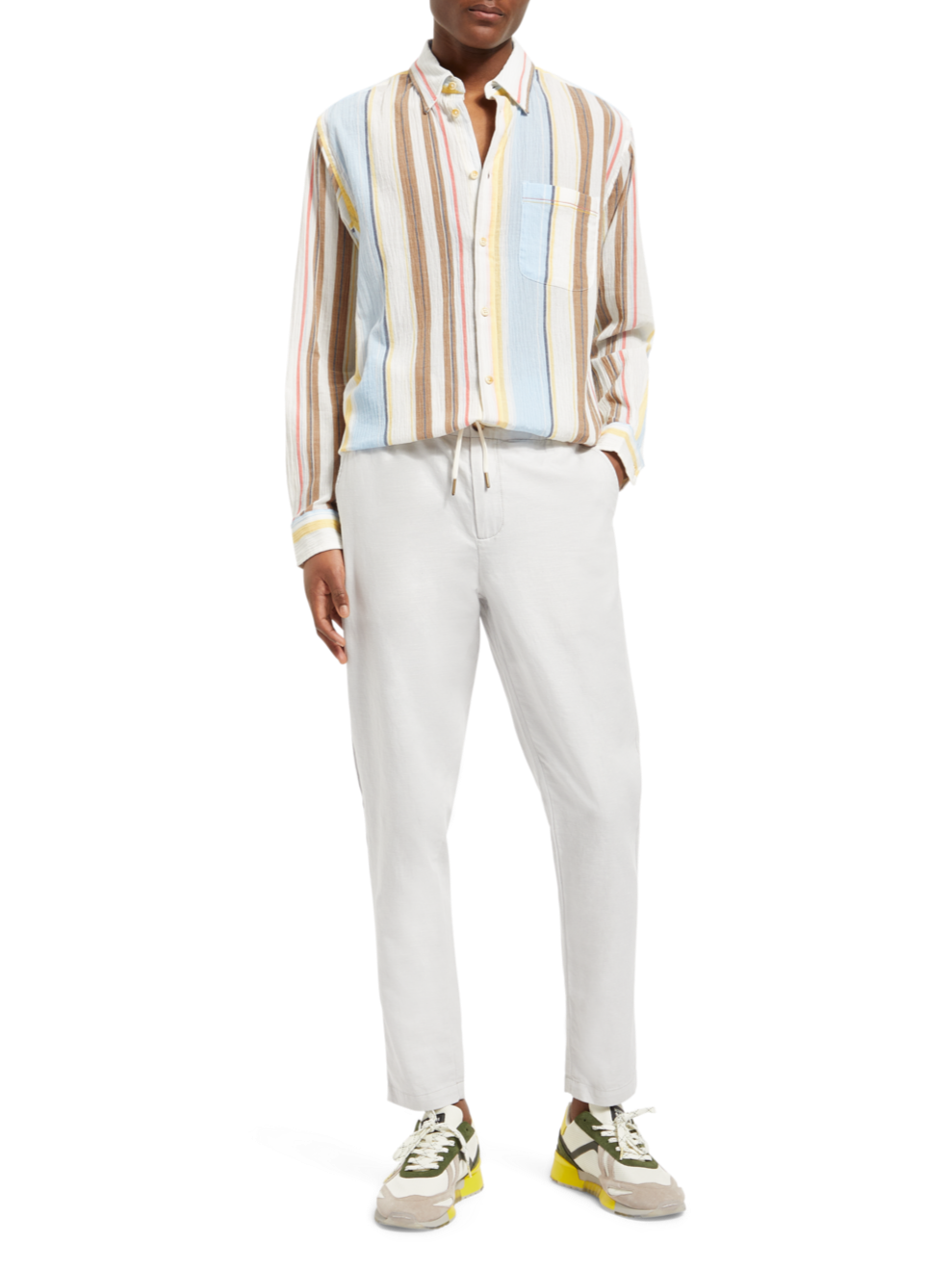 CRINKLED VOILE STRIPE SHIRT