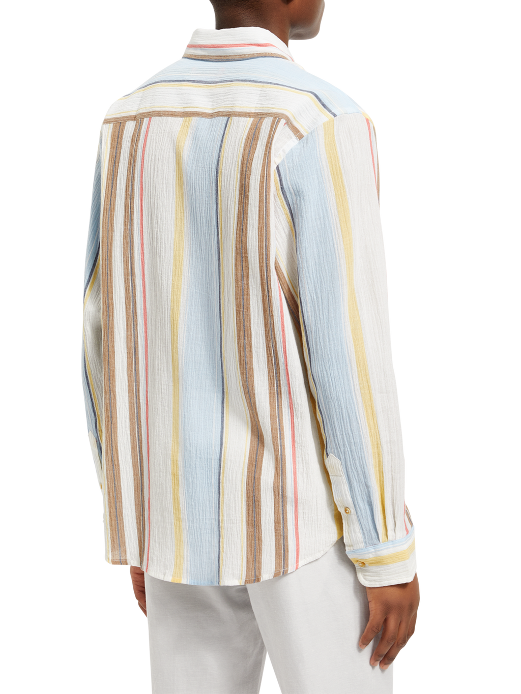 CRINKLED VOILE STRIPE SHIRT