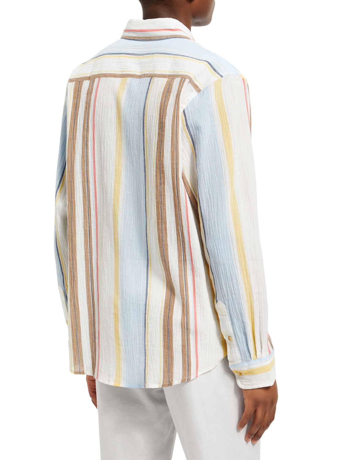CRINKLED VOILE STRIPE SHIRT
