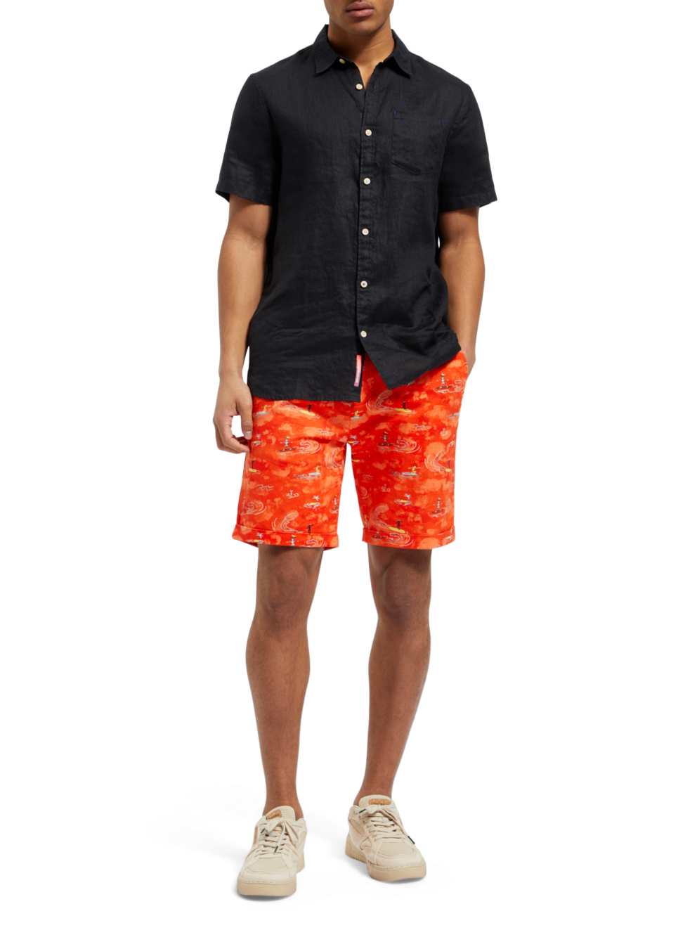 STUART- PRINTED STRETCH-COTTON CHINO SHORT