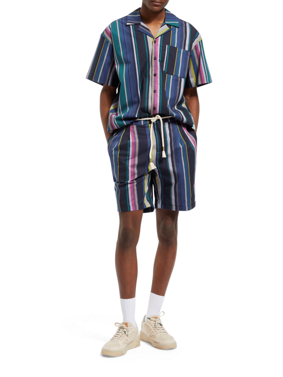 TWILT - BLANKET-STRIPED COTTON-TWILL SHORT