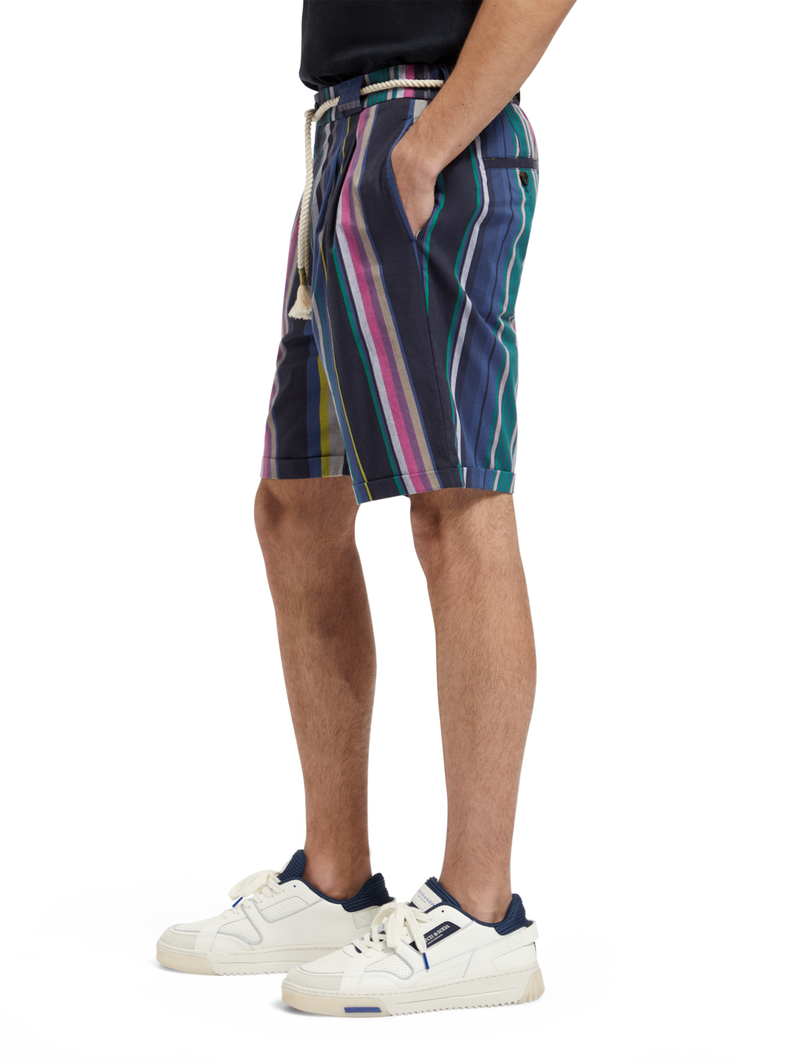 TWILT - BLANKET-STRIPED COTTON-TWILL SHORT