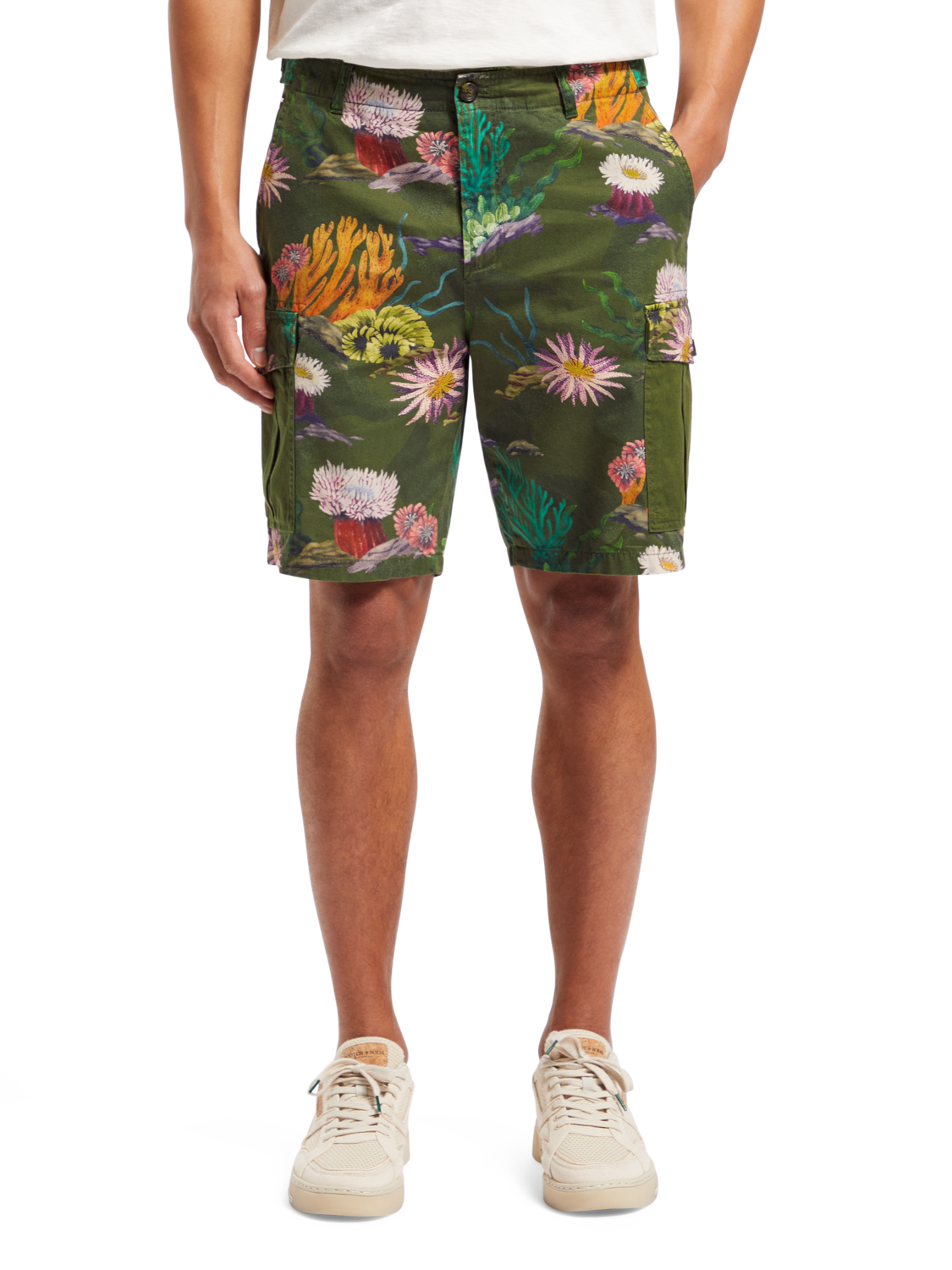 SEASONAL - RELAXED PRINTED TWILL CARGO SHORTS