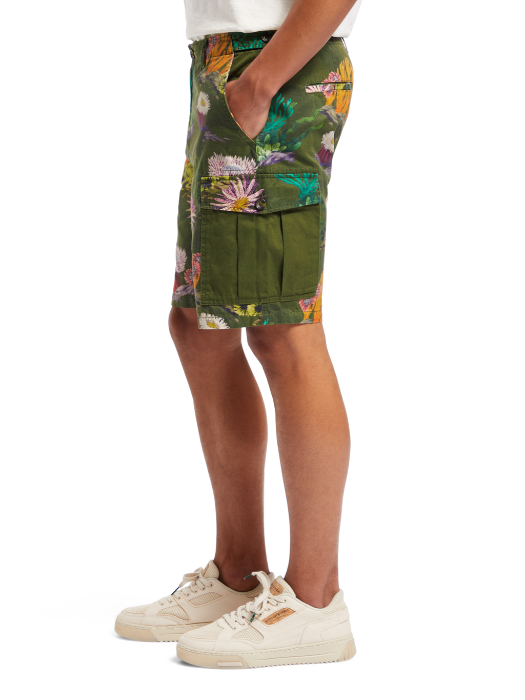 SEASONAL - RELAXED PRINTED TWILL CARGO SHORTS