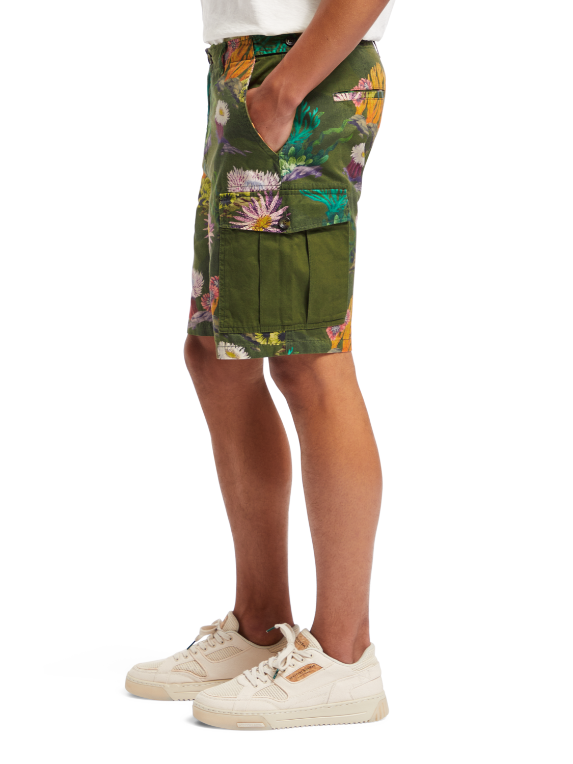 SEASONAL - RELAXED PRINTED TWILL CARGO SHORTS