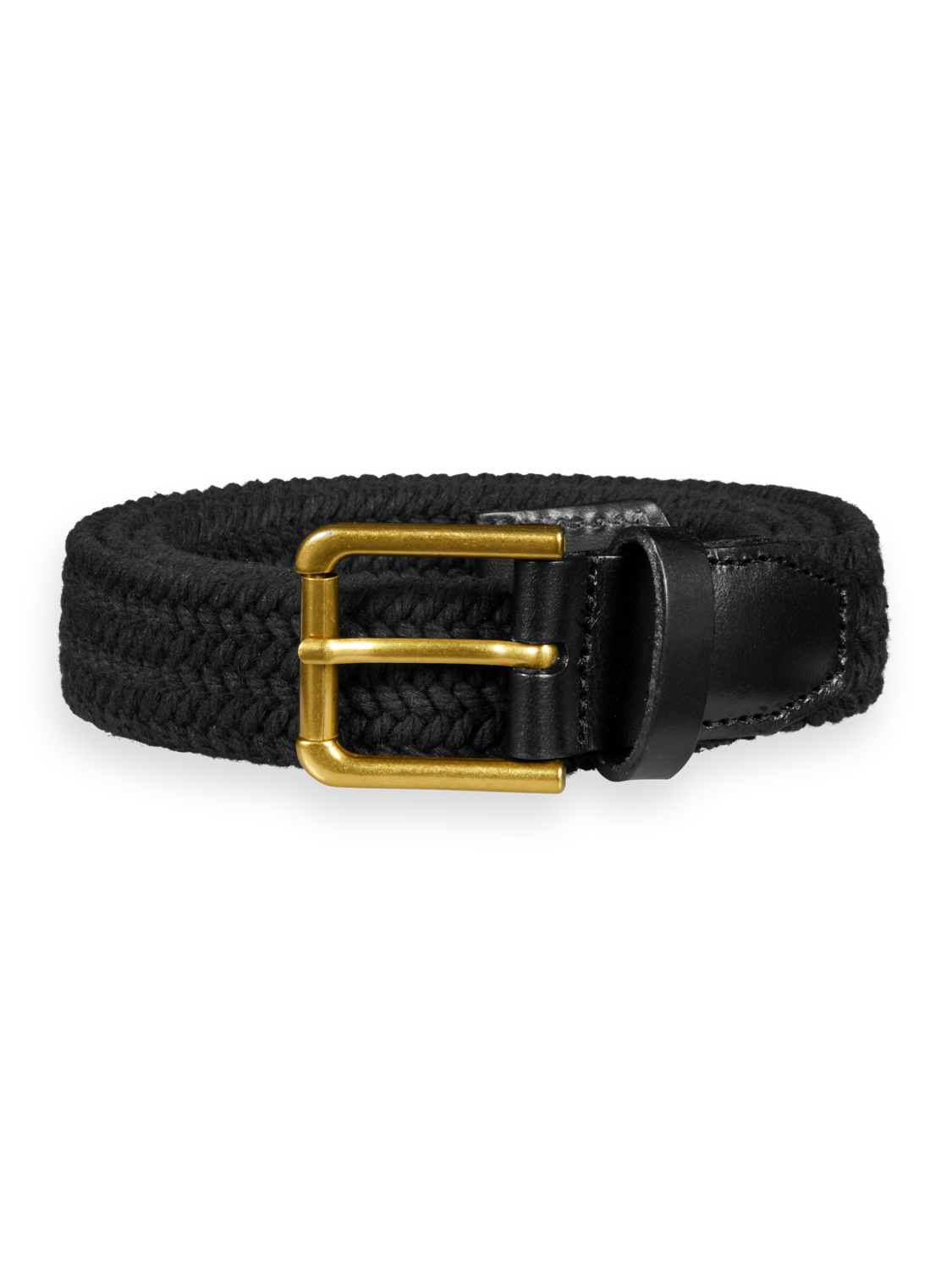 LEATHER TRIMMED CANVAS CORD BELT