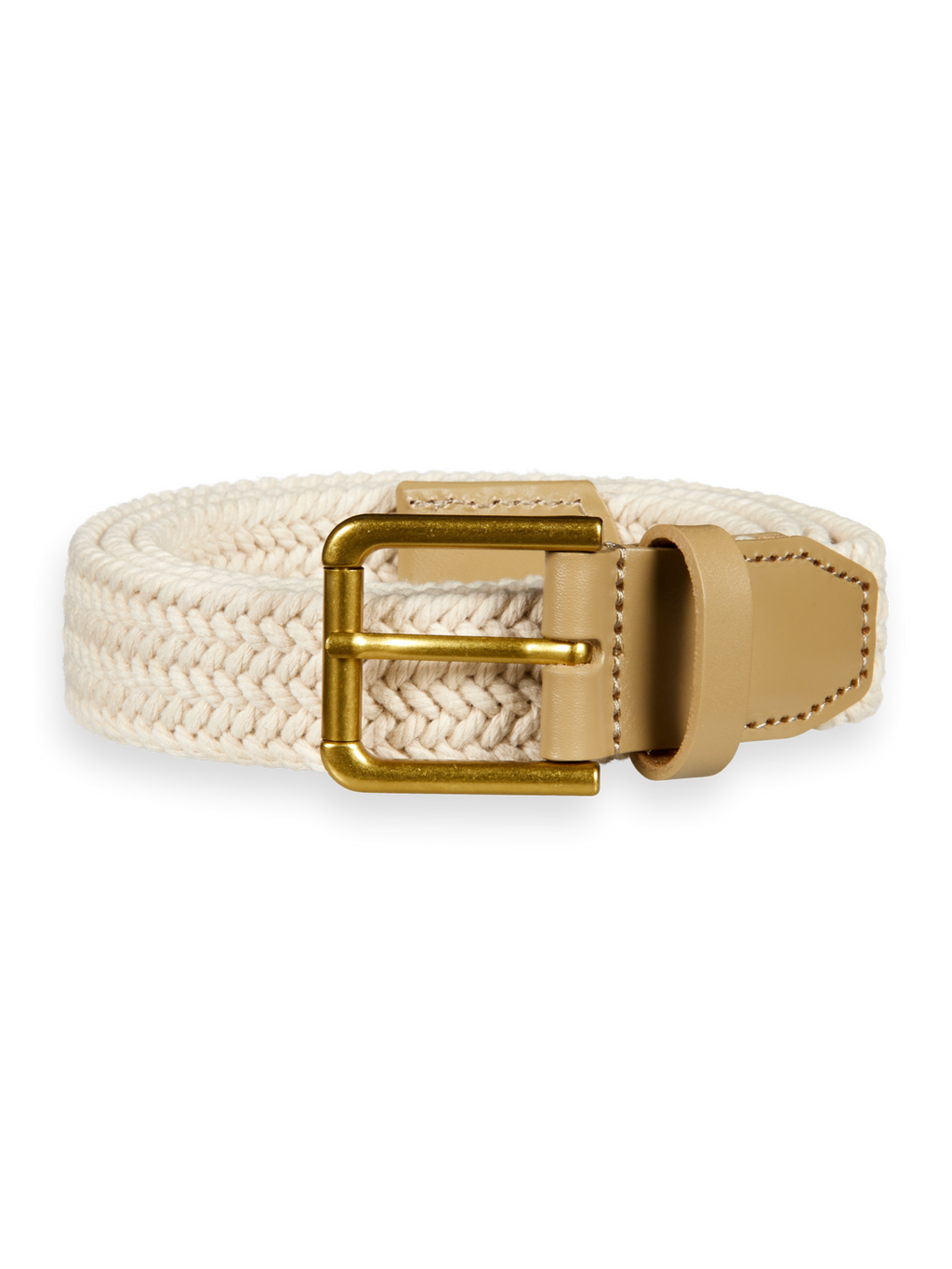 LEATHER TRIMMED CANVAS CORD BELT