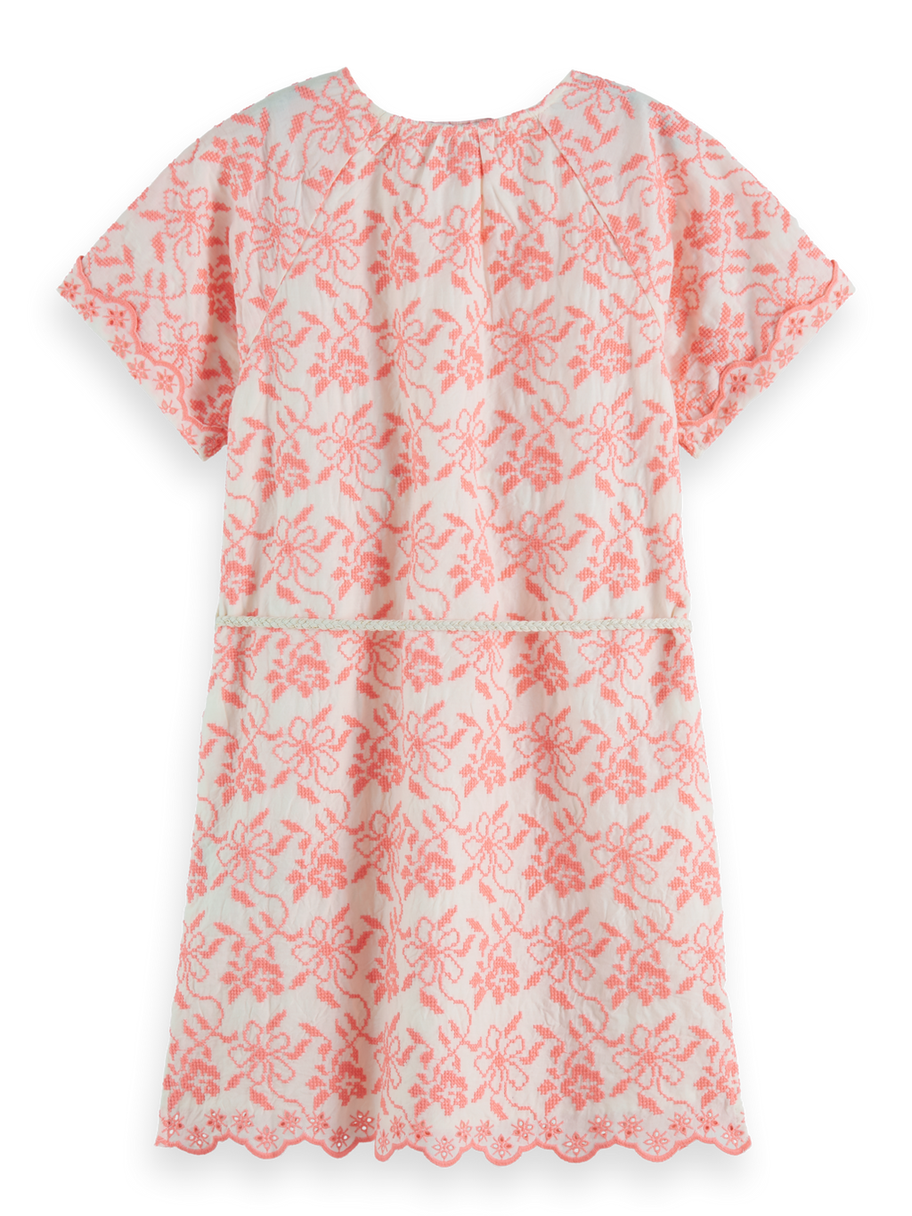 ALL-OVER EMBROIDERED & BELTED DRESS