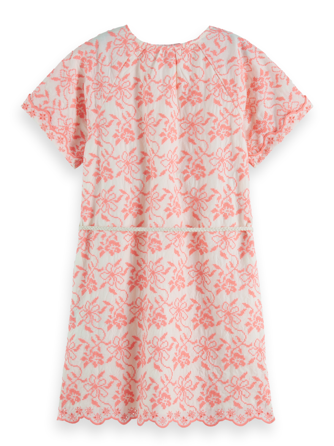 ALL-OVER EMBROIDERED & BELTED DRESS