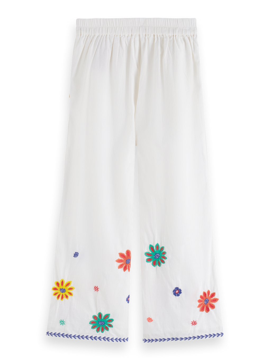 CROPPED FLOWER EMBROIDERY PANTS