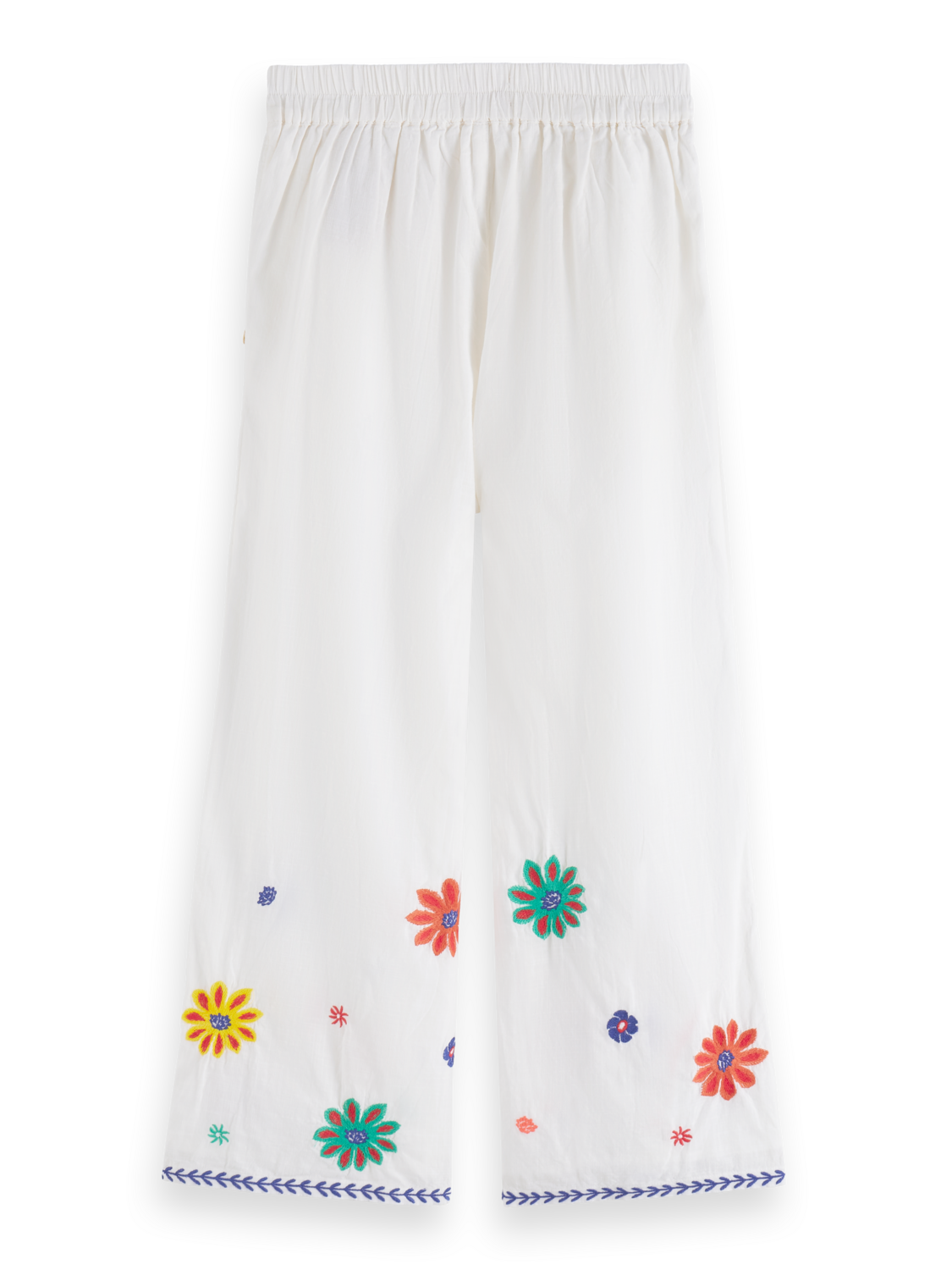 CROPPED FLOWER EMBROIDERY PANTS