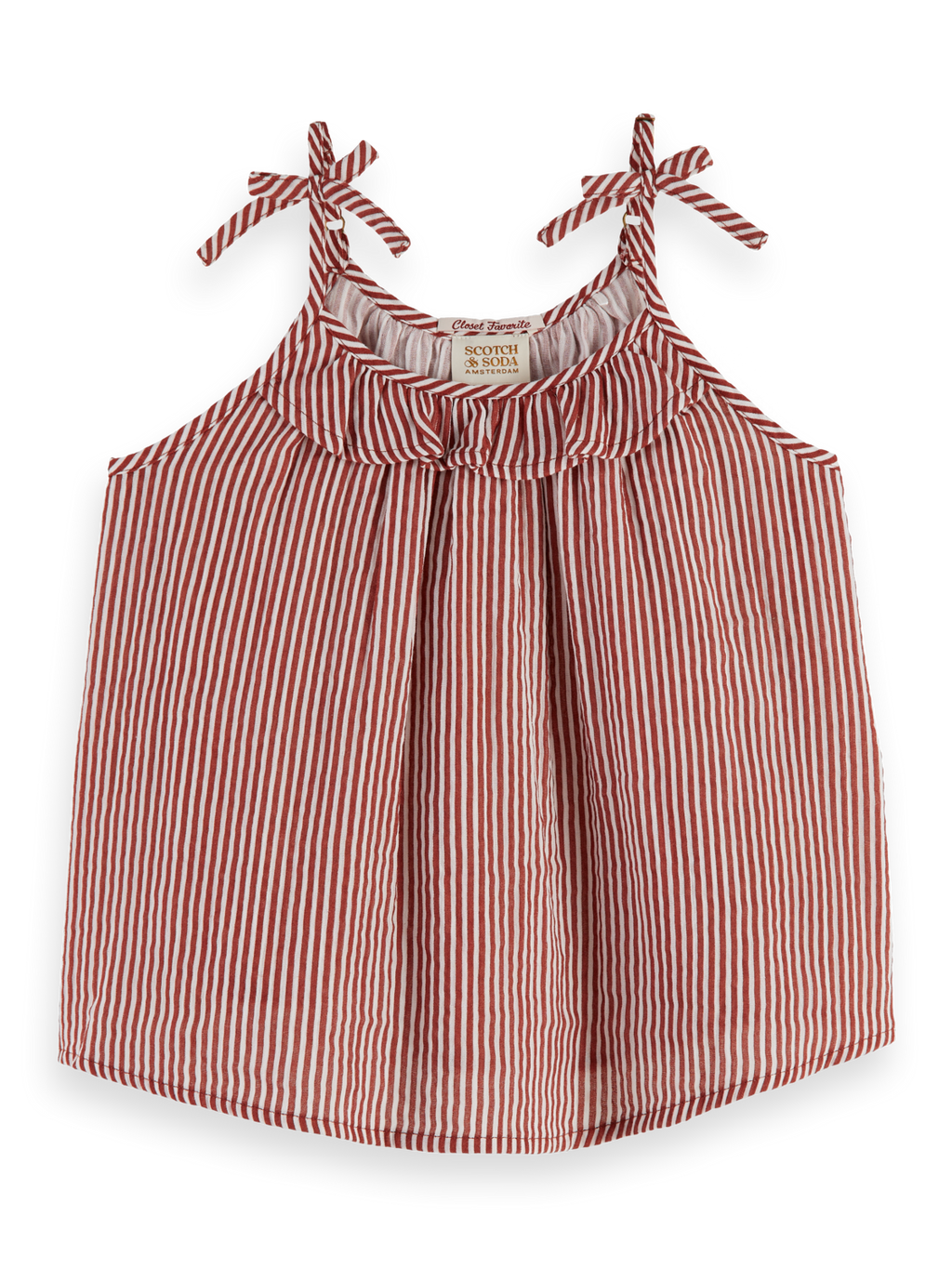 TIE DETAIL CRINKLE COTTON TANK