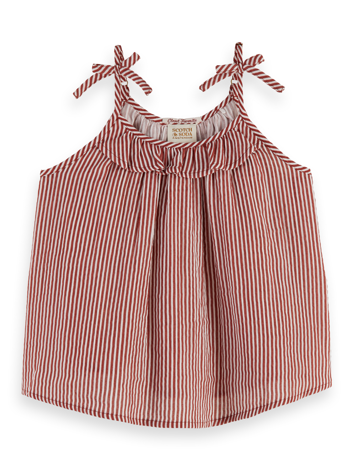 TIE DETAIL CRINKLE COTTON TANK