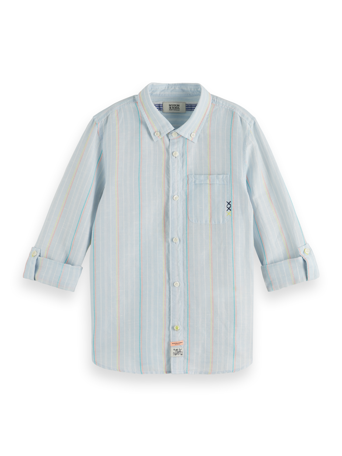Boys REGULAR-FIT YARN-DYED STRIPE COTTON LINEN SHIRT