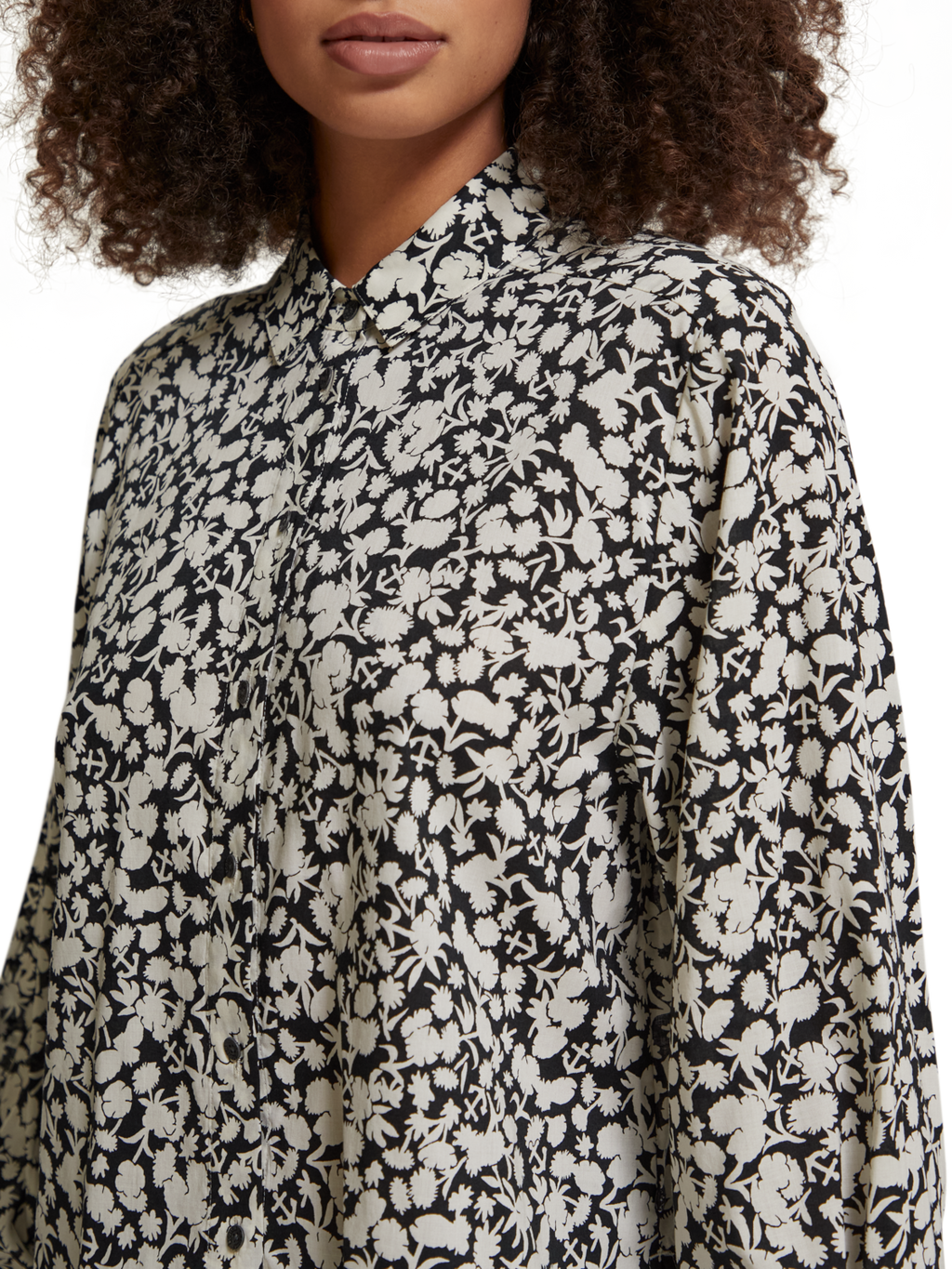 ALL OVER PRINTED BALLOON SLEEVE SHIRT