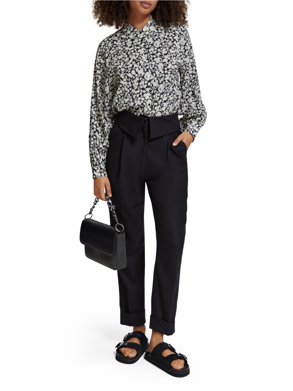 ALL OVER PRINTED BALLOON SLEEVE SHIRT
