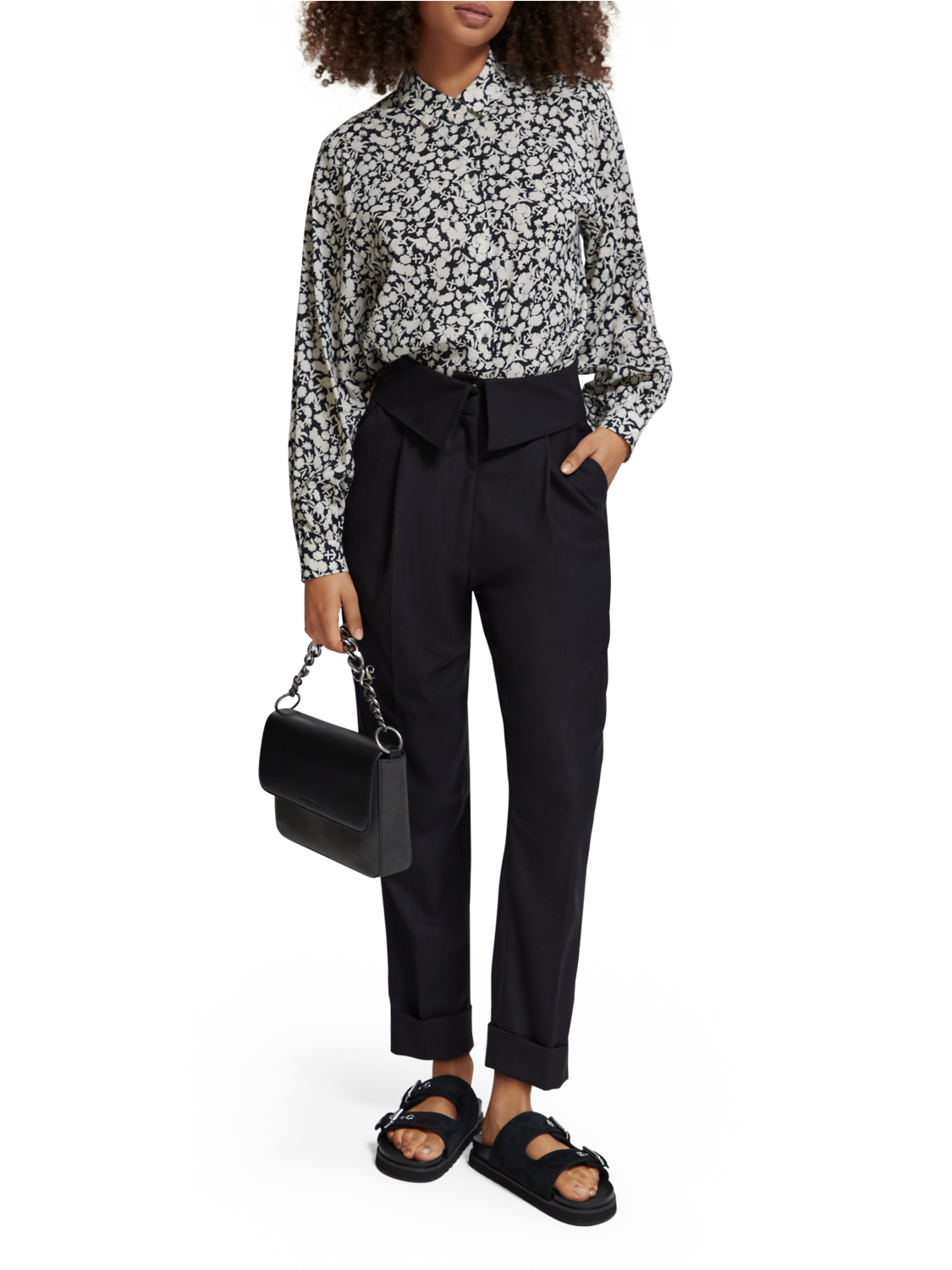 ALL OVER PRINTED BALLOON SLEEVE SHIRT