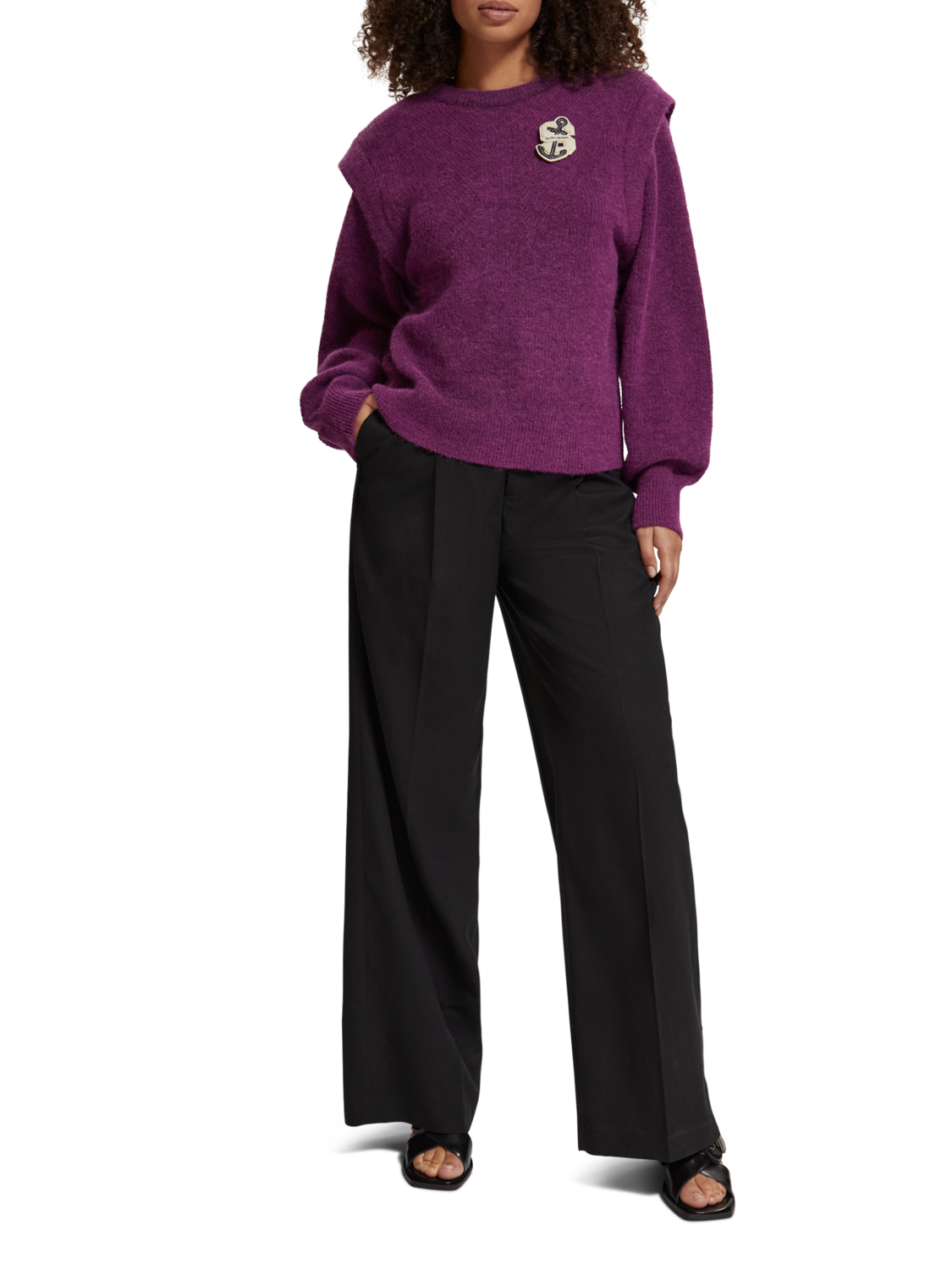 SHOULDER DETAIL CREW NECK PULLOVER