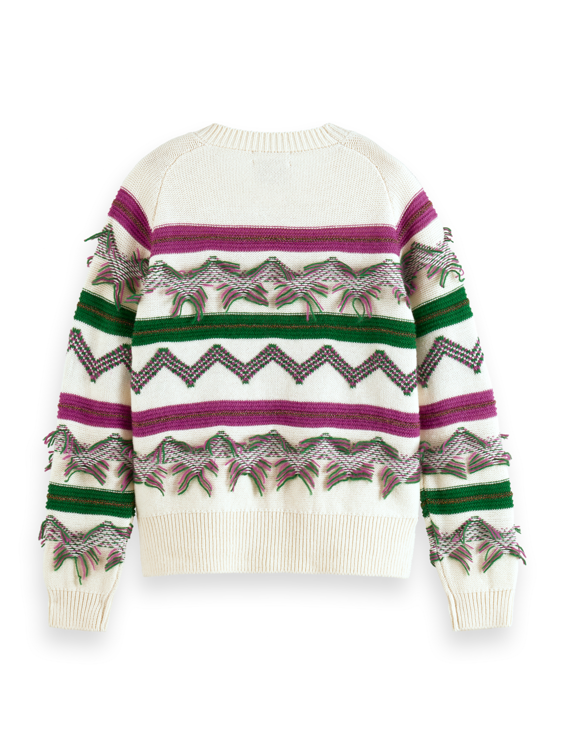 FRINGE JACQUARD PULLOVER