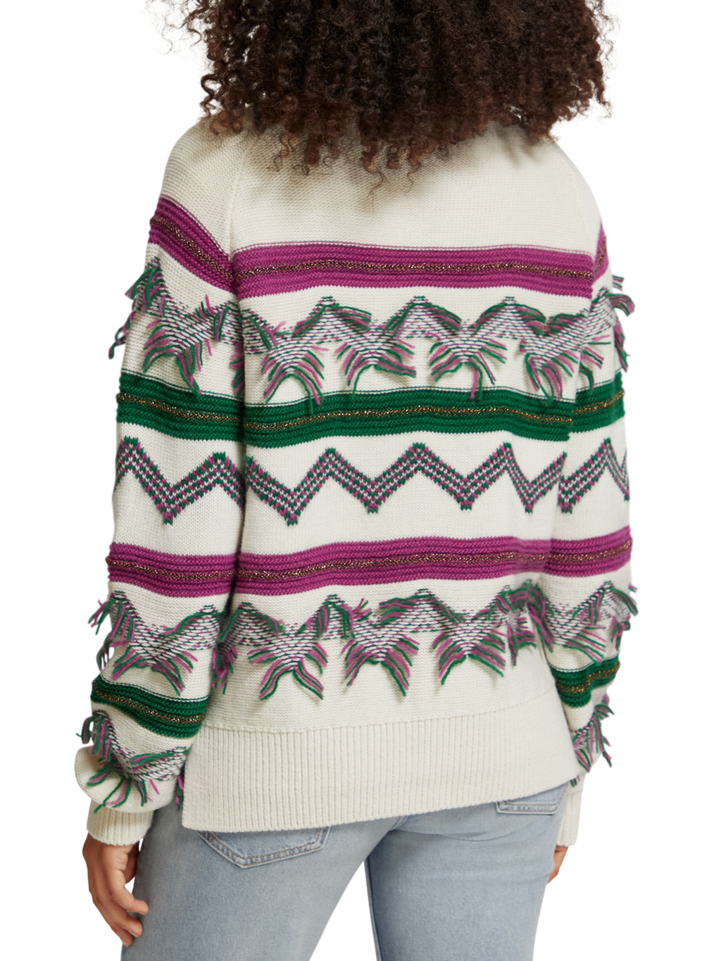 FRINGE JACQUARD PULLOVER