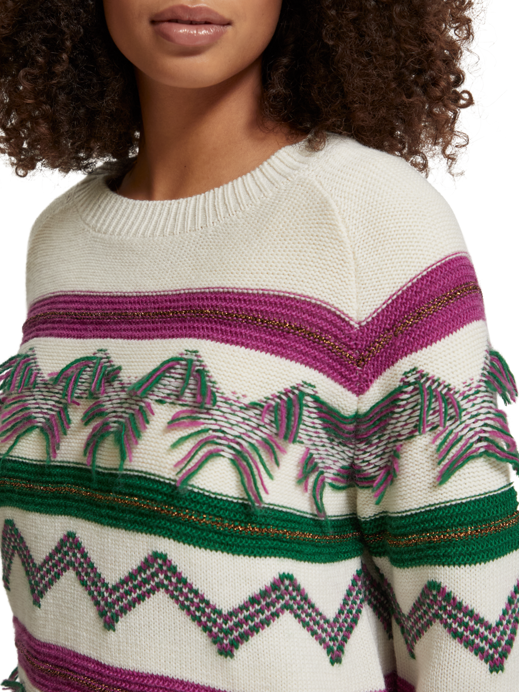 FRINGE JACQUARD PULLOVER