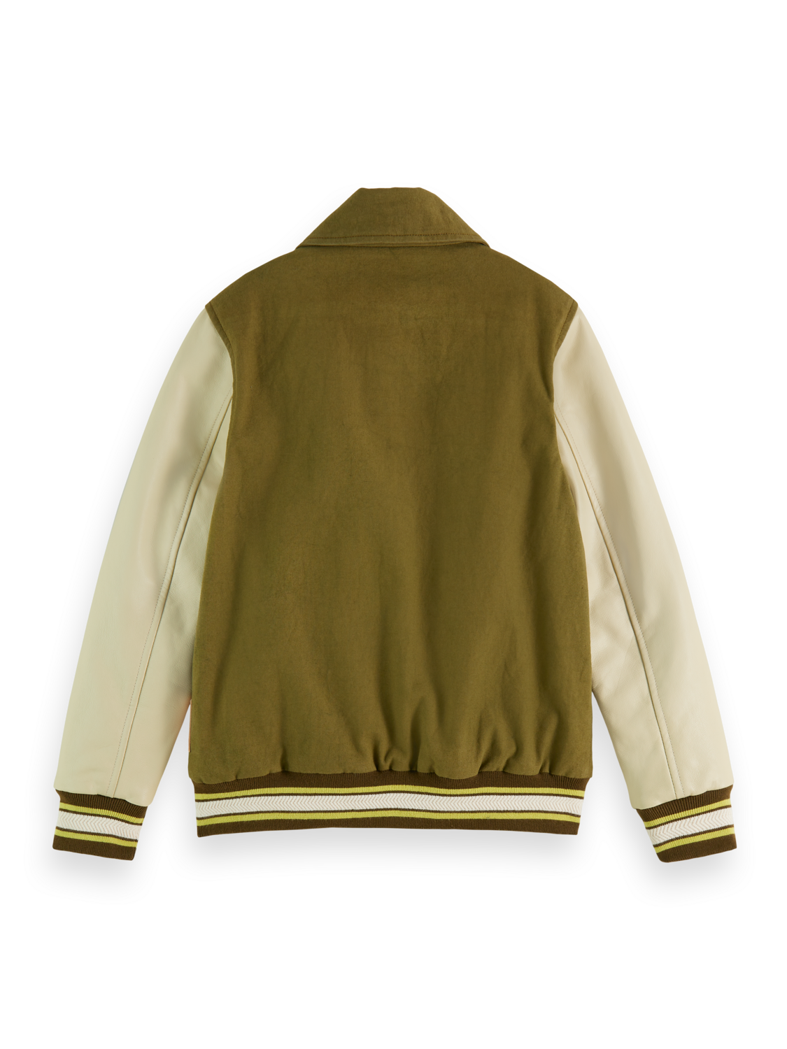 CANVAS VARSITY JACKET WITH LEATHER SLEEVES