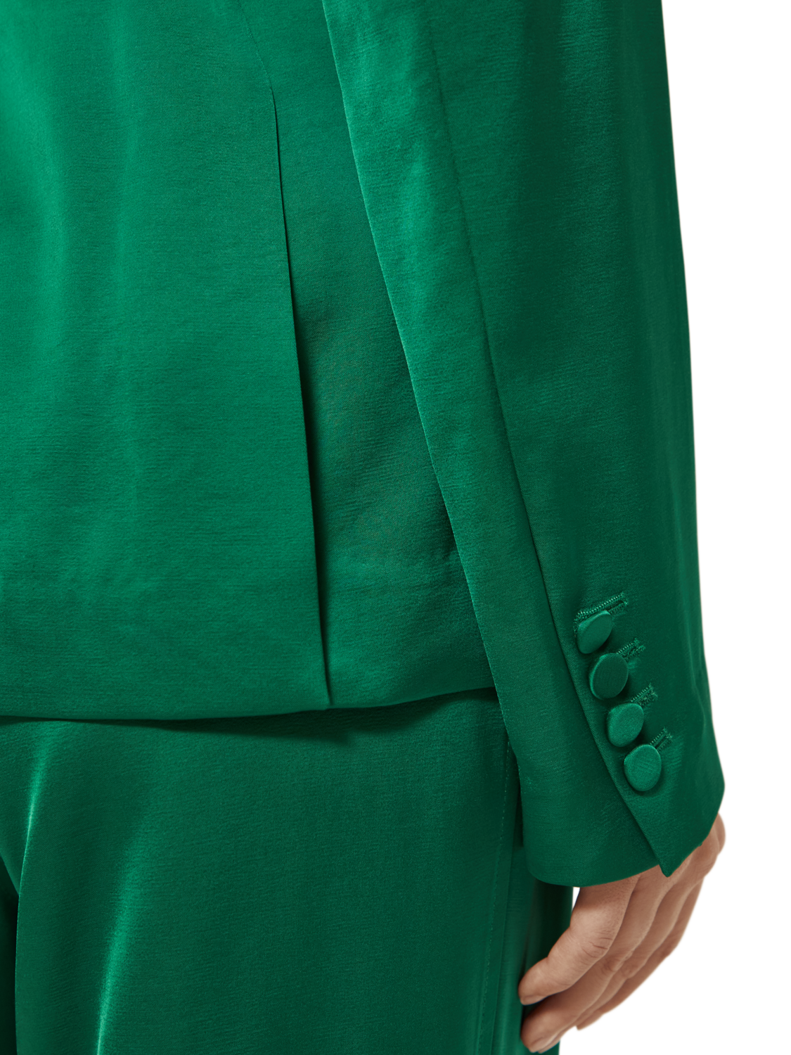 BELTED SATIN SINGLE BREASTED BLAZER