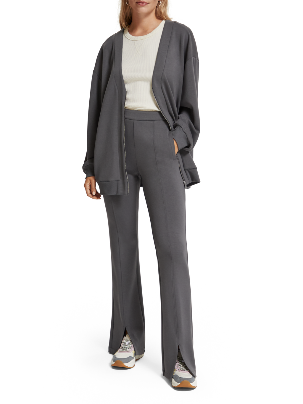 TAILORED SPLIT HEM FLARE SWEATPANT