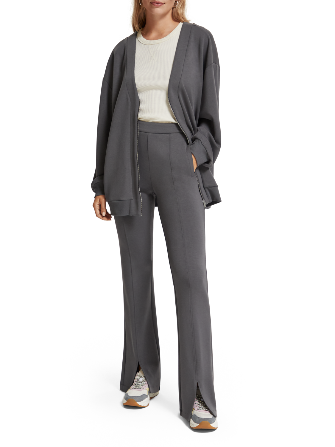 TAILORED SPLIT HEM FLARE SWEATPANT