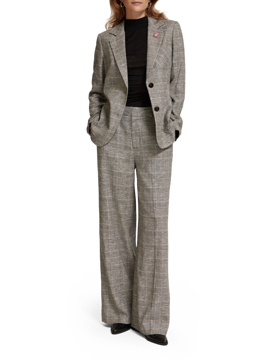 HANA - HIGH RISE WIDE LEG PRINCE OF WALES PANT