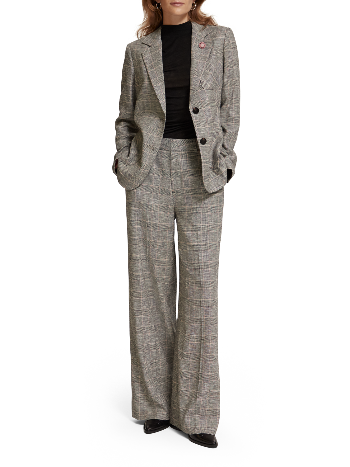 HANA - HIGH RISE WIDE LEG PRINCE OF WALES PANT