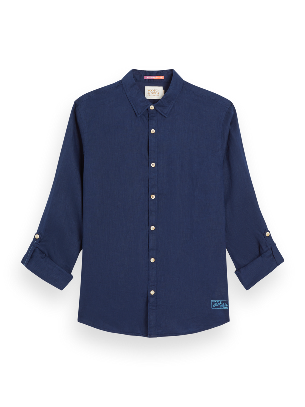 LINEN SHIRT WITH ROLL-UP