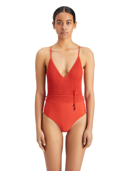 SWIMSUIT WITH SMOCK DETAIL