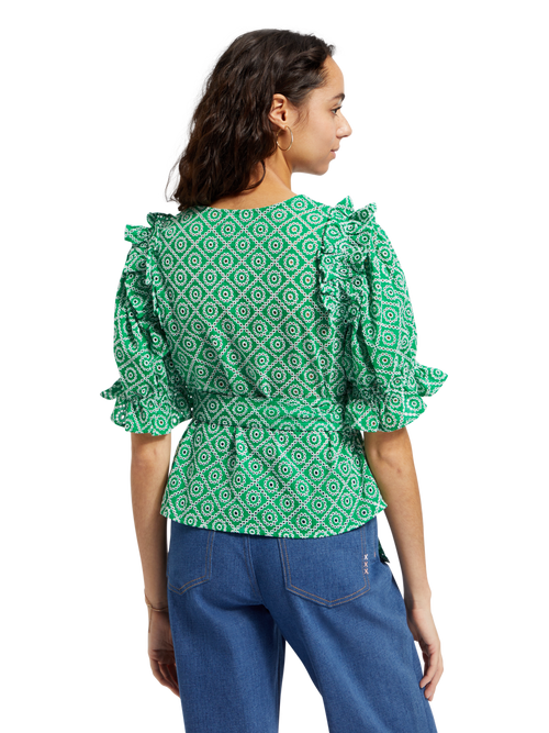 WRAP TOP WITH BRODERIE ANGLAISE
