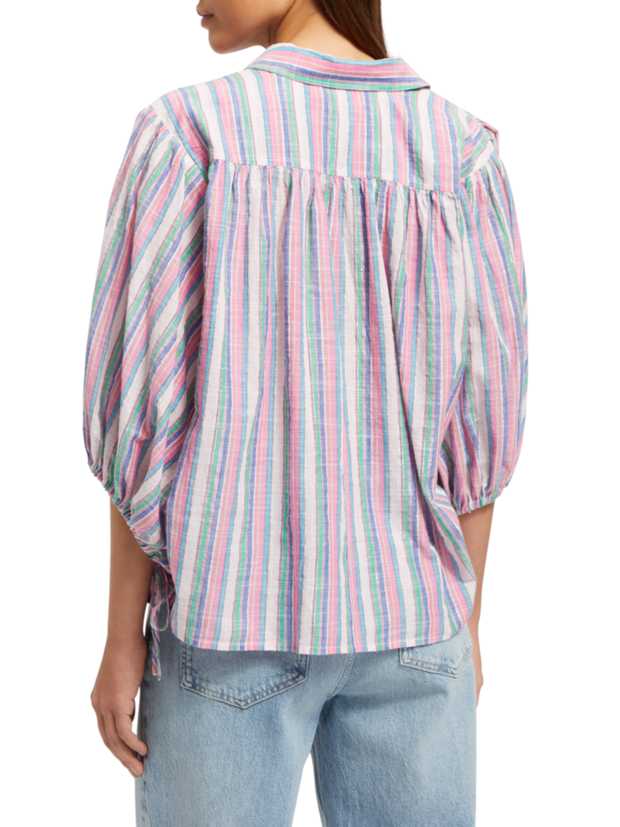 STRIPED BALLOON SLEEVE SHIRT