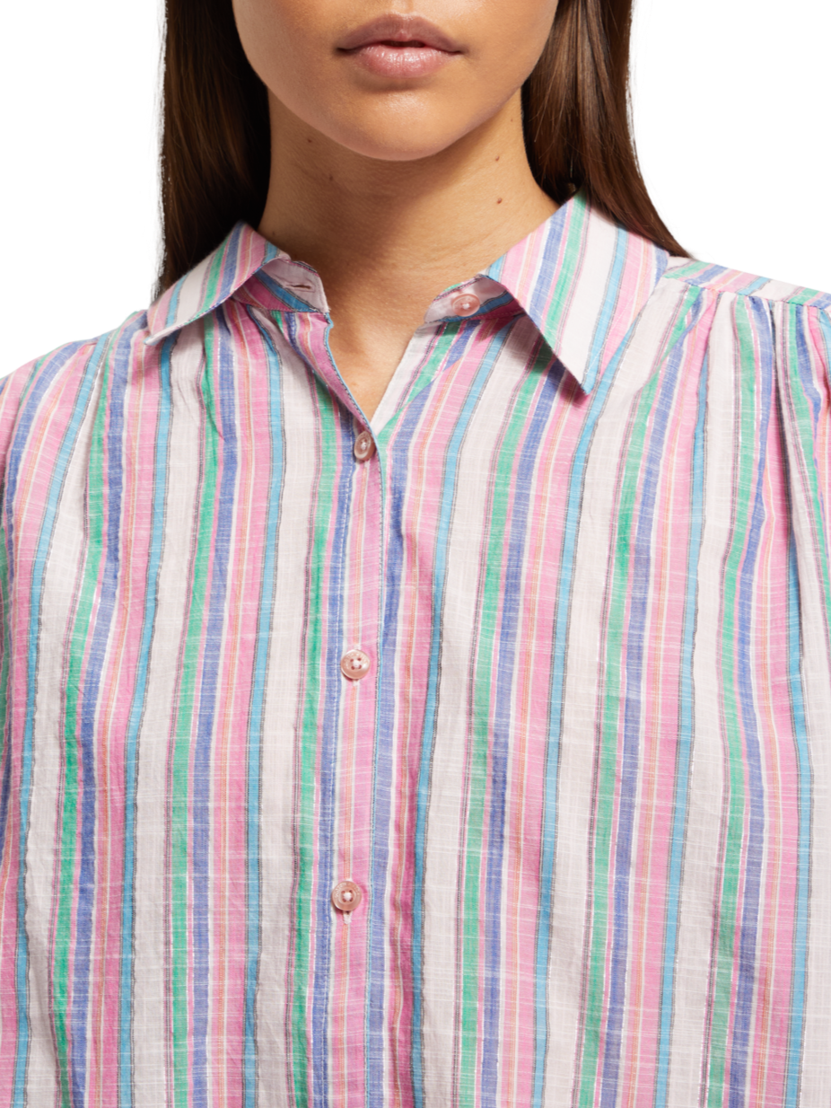 STRIPED BALLOON SLEEVE SHIRT