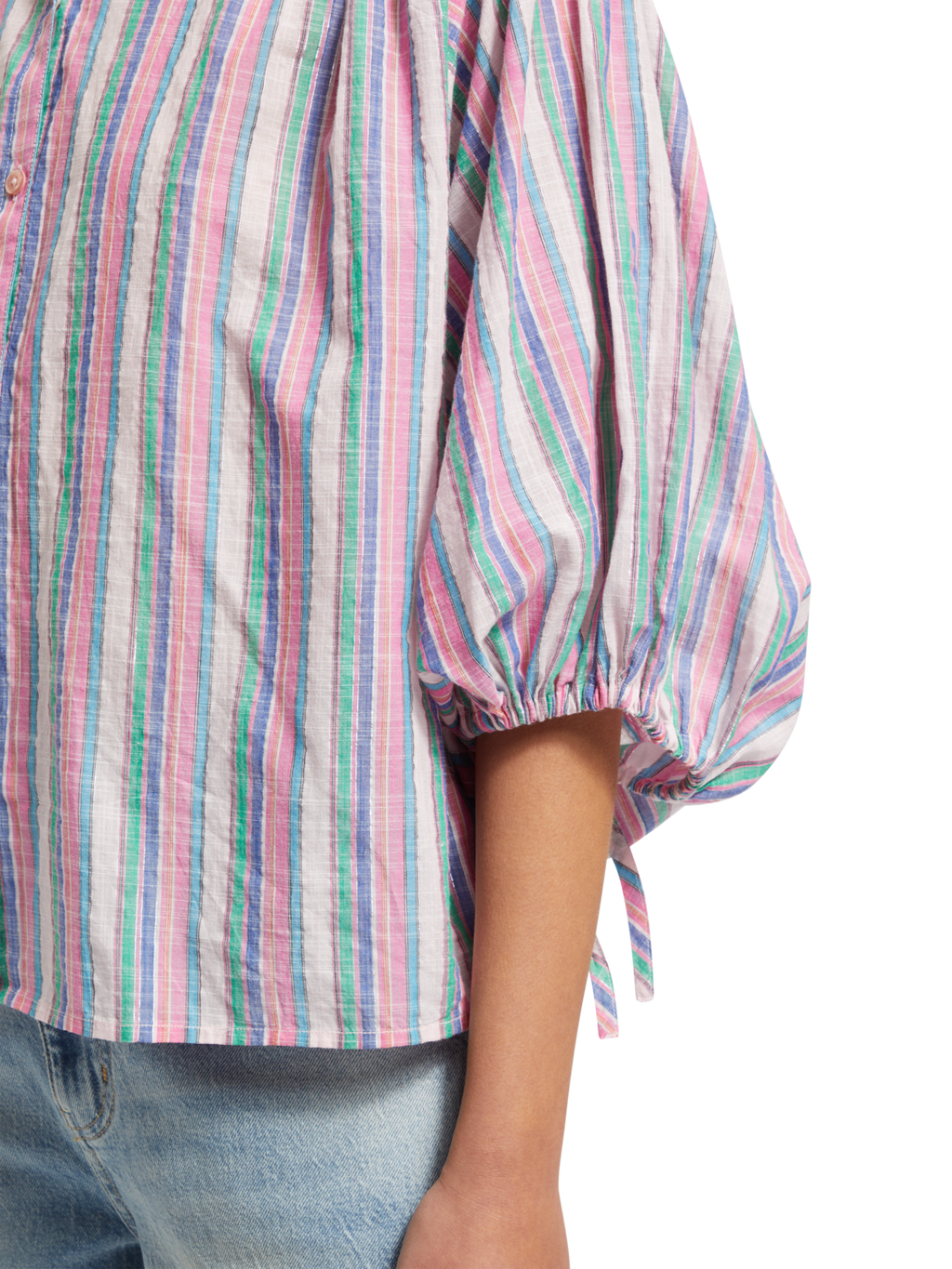 STRIPED BALLOON SLEEVE SHIRT