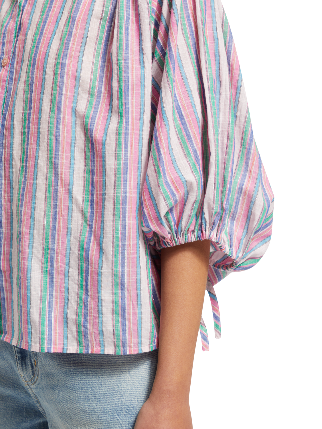 STRIPED BALLOON SLEEVE SHIRT