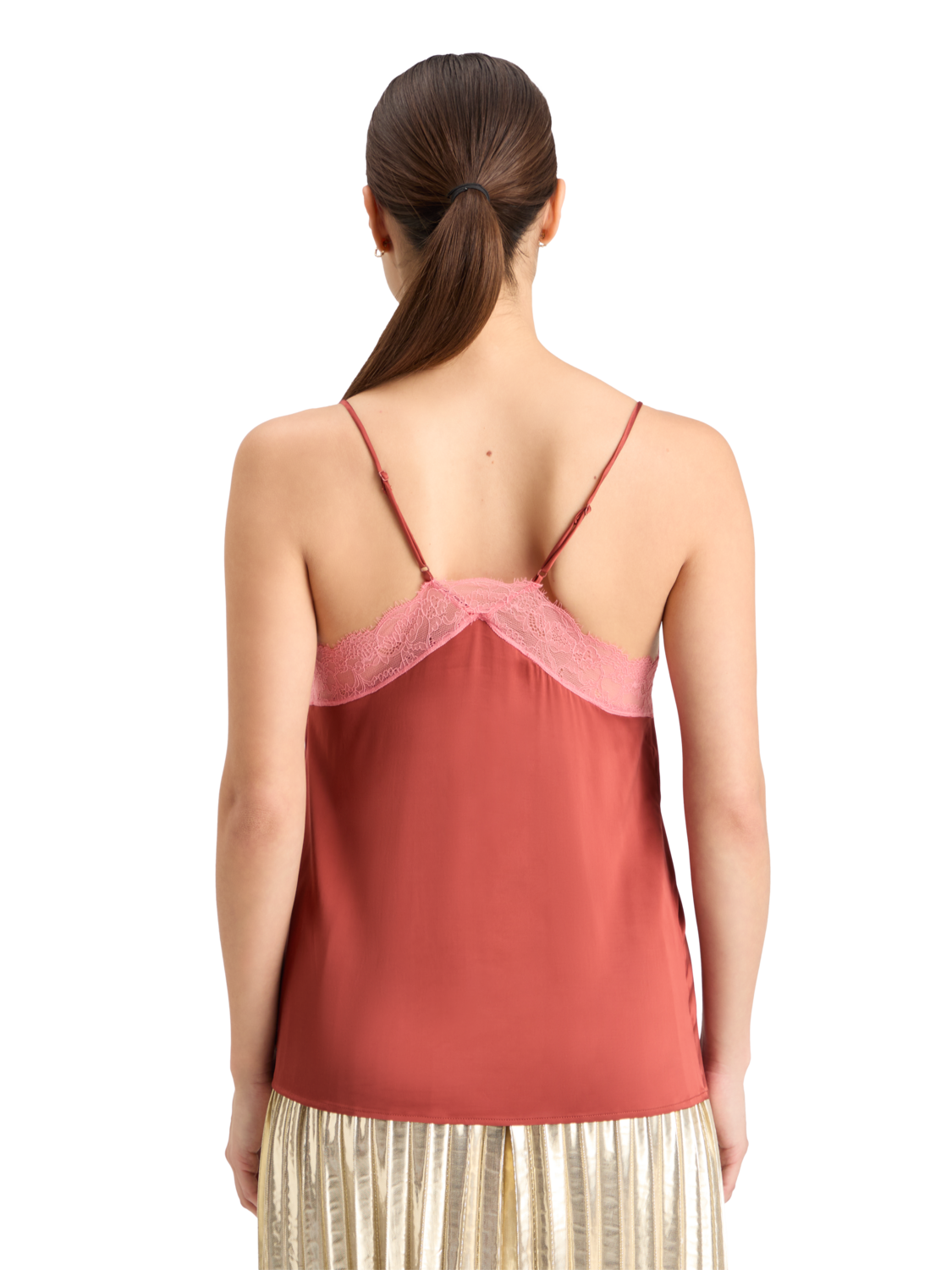 SATIN CAMISOLE WITH LACE DETIAL