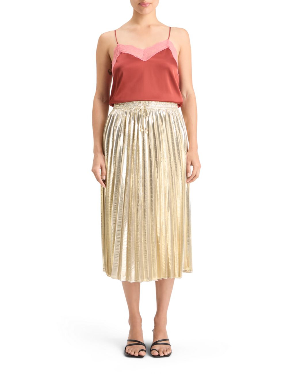 SATIN CAMISOLE WITH LACE DETIAL