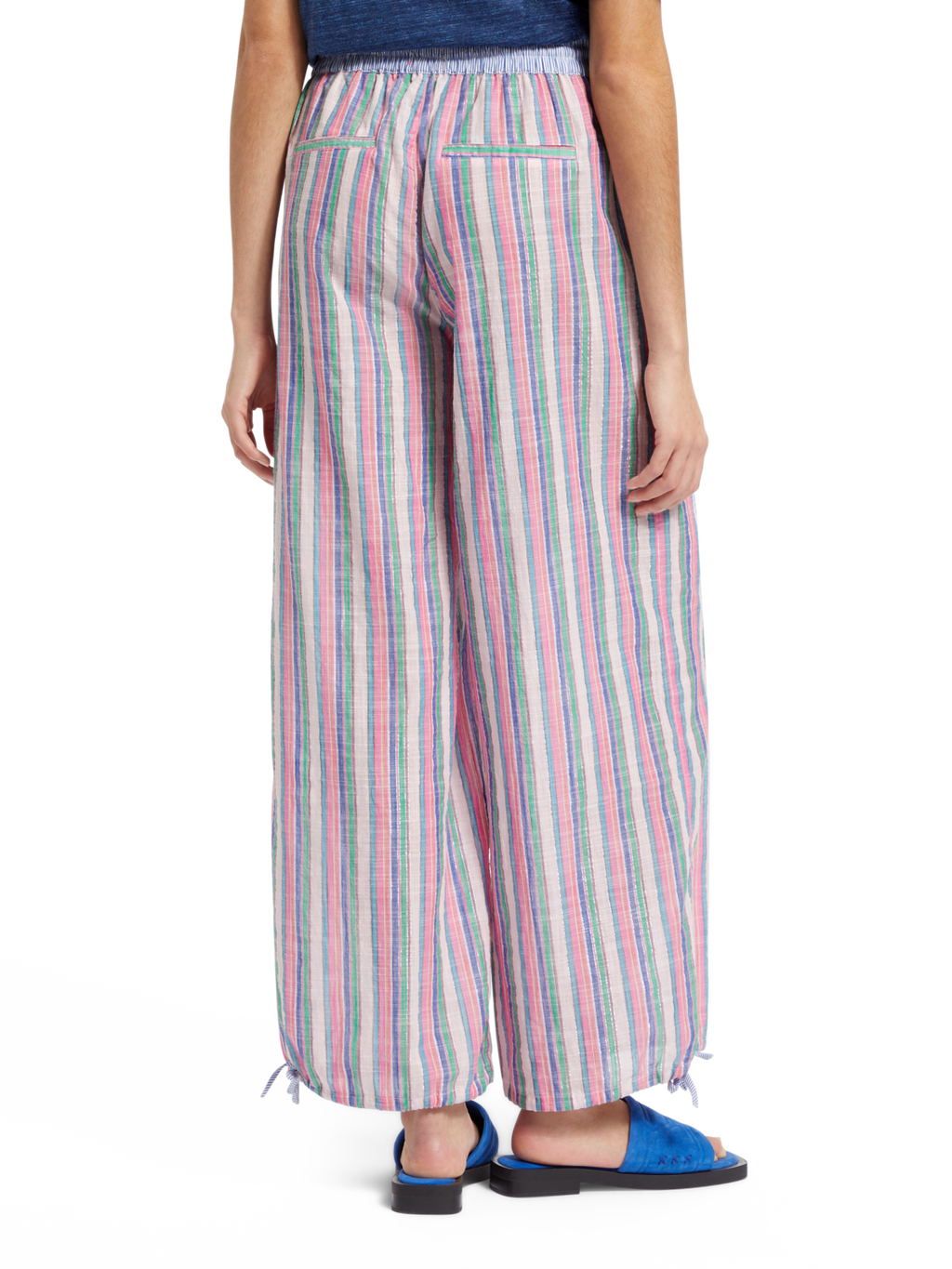MULTICOLOUR LUREX STRIPE PULL-ON BEACH PANT