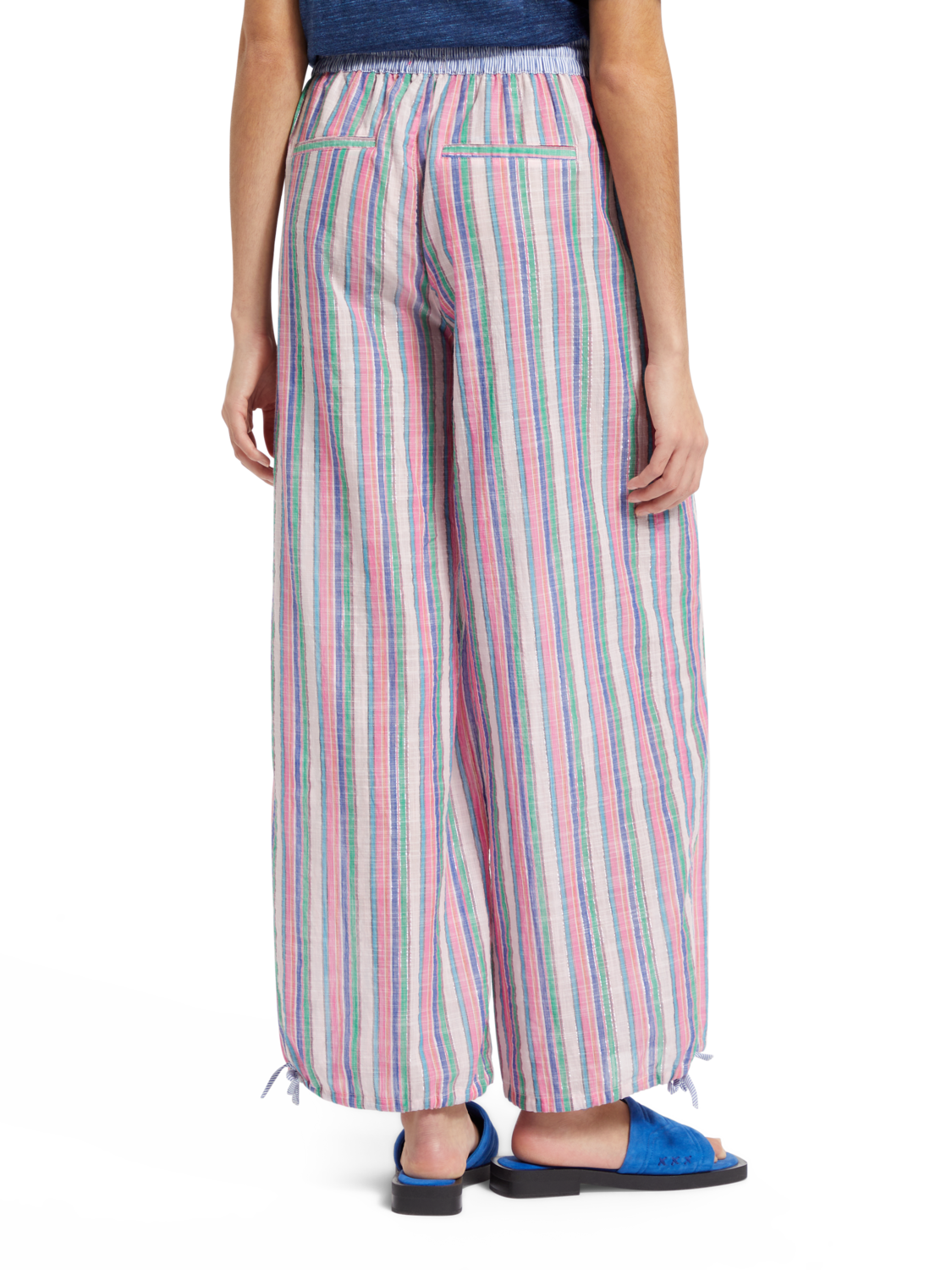 MULTICOLOUR LUREX STRIPE PULL-ON BEACH PANT