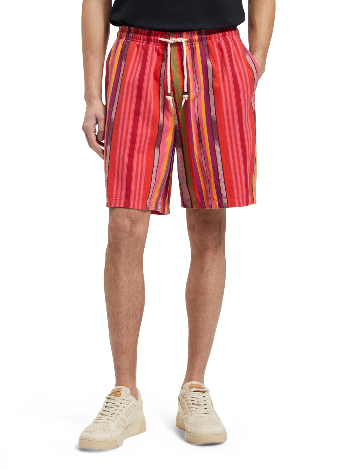 SEASONAL- STRIPED COTTON-OXFORD BERMUDA SHORT